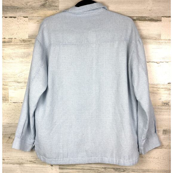 Le Lis Womens Small Blue White plaid Cotton Button-Up Lightweight Lined Shacket - Picture 2 of 6